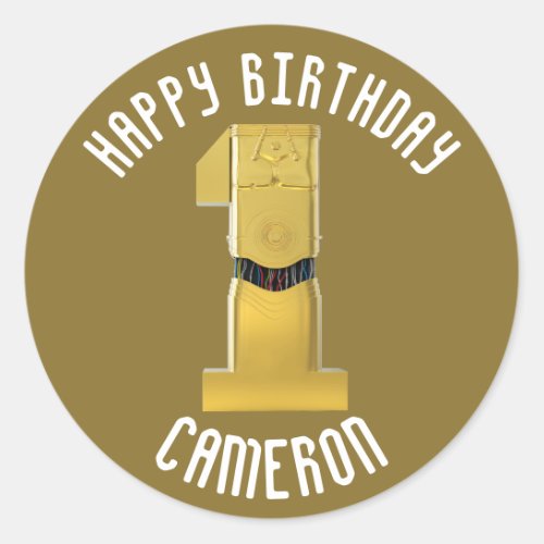 C_3PO First Birthday Number Classic Round Sticker