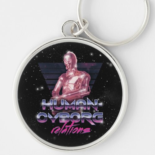 C_3PO Human_Cyborg Relations Synthwave Graphic Keychain