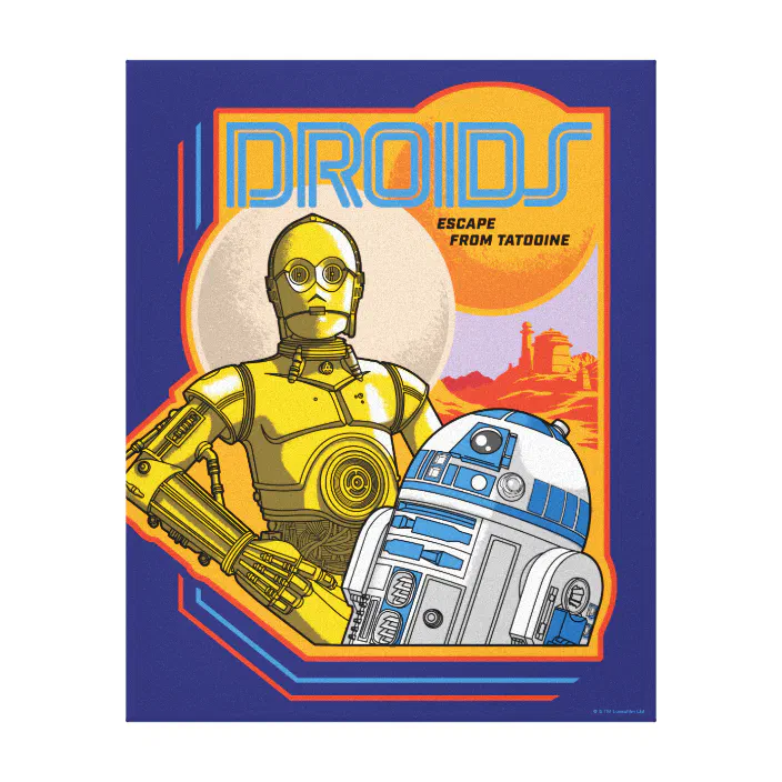 C 3po R2 D2 Droids Escape From Tatooine Badge Canvas Print Zazzle Com