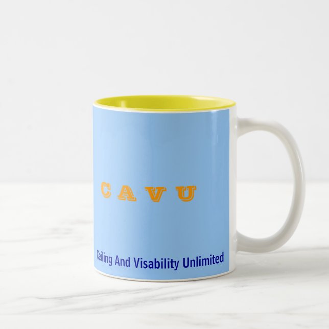 C A V U, Ceiling And Visability Unlimited Two-Tone Coffee Mug (Right)