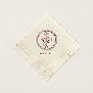 C and M monogrammed cocktail napkins