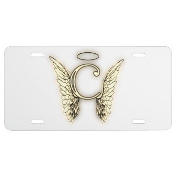 C Angel Alphabet Initial Letter Wings Halo License Plate by AngelAlphabet at Zazzle