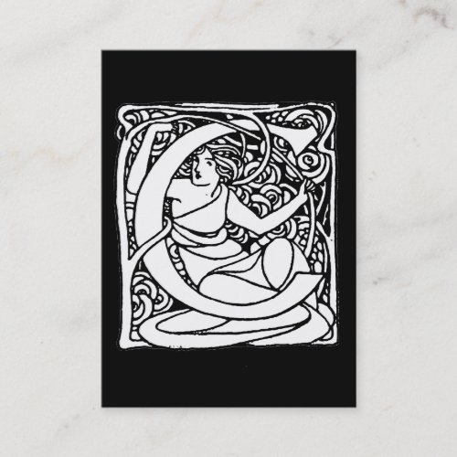 C_Art Nouveau Lady Initial Business Card