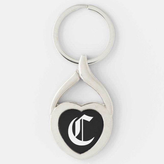 "C" Black Heart Keychain (Front)