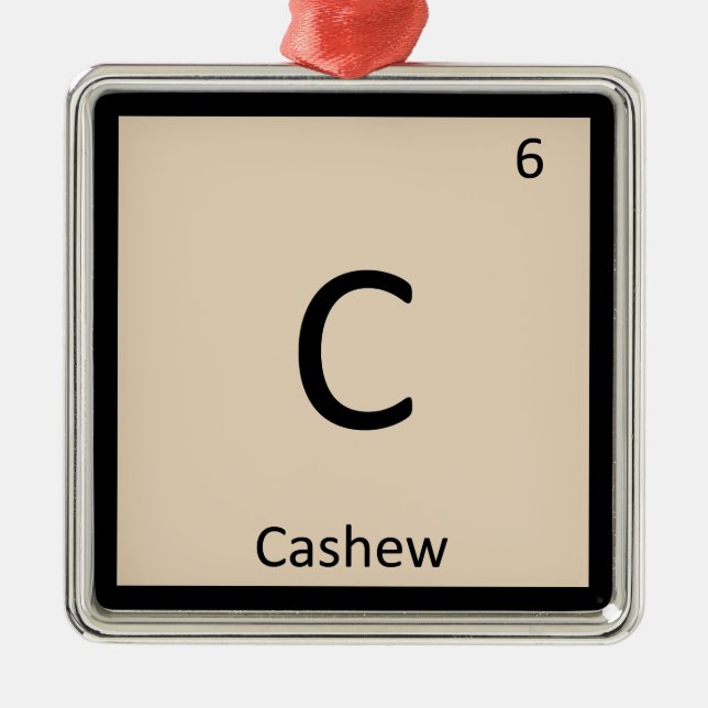 C - Cashew Nut Chemistry Periodic Table Symbol Metal Ornament (Front)
