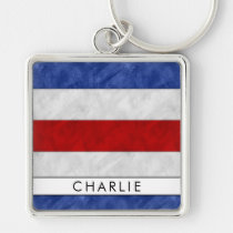C Charlie Nautical Signal Flag + Your Name Keychain
