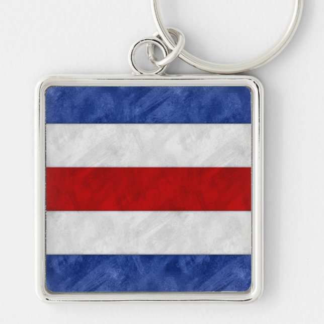 C Charlie Watercolor Nautical Signal Maritime Flag Keychain (Front)