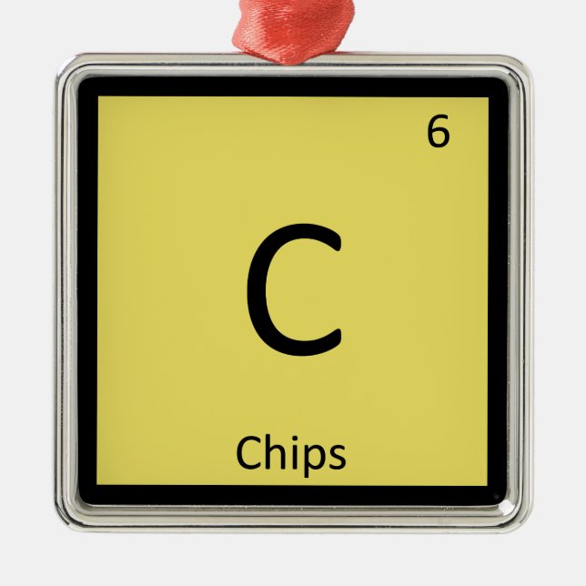 C - Chips Snack Chemistry Periodic Table Symbol Metal Ornament (Front)