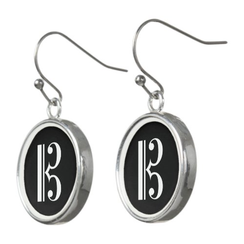 C_Clef Alto Tenor Clef White_on_Black Music Earrings