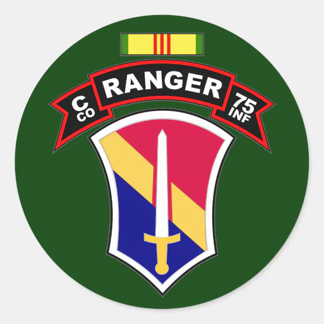 C Co, 75th Infantry Regiment - Rangers, Vietnam Classic Round Sticker ...