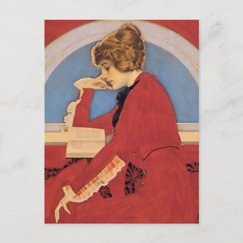 C Coles Phillips A Good Book Fadeaway Girl Postcard