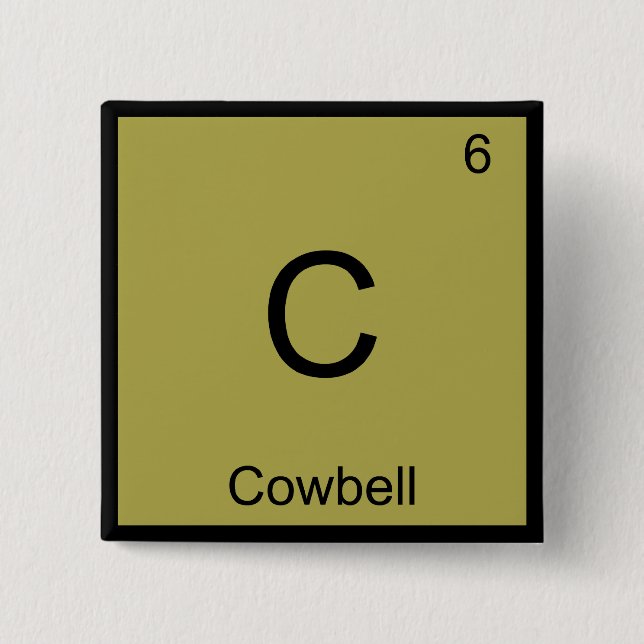 C - Cowbell Chemistry Element Symbol Music T-Shirt Button (Front)