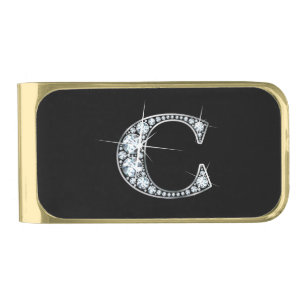 C "Diamond Bling" Gold Finish Money Clip