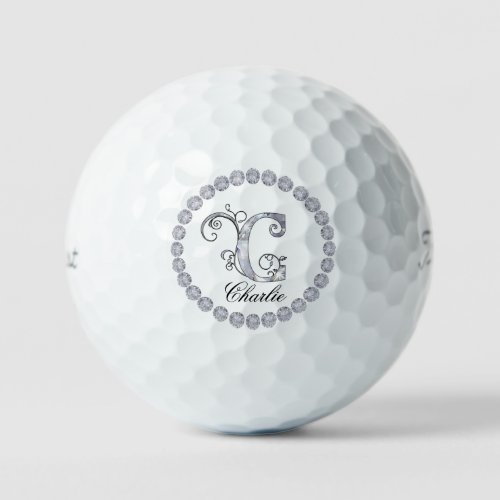 C Diamond monogrammed Personalised  Golf Balls