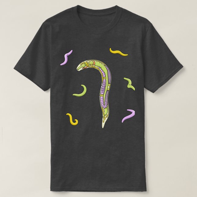 C elegans Nematode Anatomy Illustration T-Shirt (Design Front)