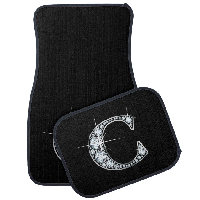 C Faux-Diamond Bling Car Mat (Set)
