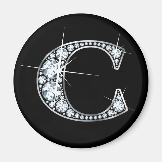 "C" Faux-"Diamond Bling" Magnet (Front)