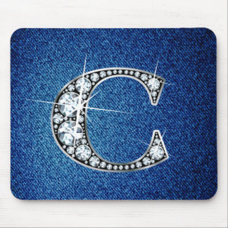 C Faux-"Diamond Bling" on Denim Mousepad