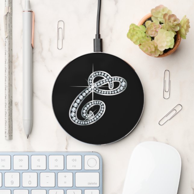 C Faux-"Diamond Bling"  Wireless Charger (Desk)