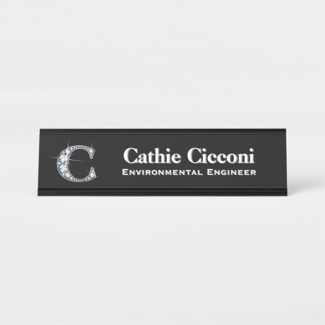 C Faux Diamond Desk Nameplate (Front)