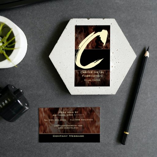 Customizable C Flame Monogram Business Card