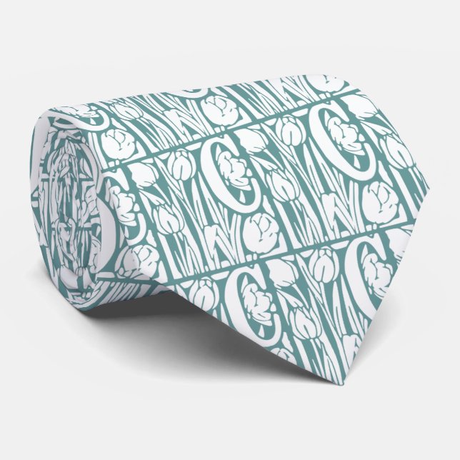 C Floral Monogram Neck Tie (Rolled)