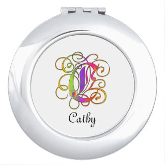 C Gothic Sunshine Mirror Compact with Name