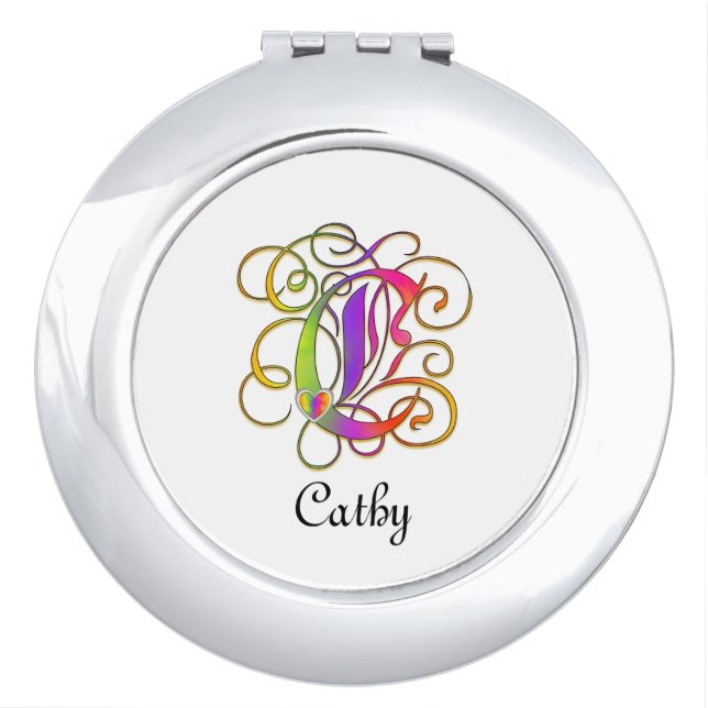 C Gothic Sunshine Mirror Compact with Name (Front)