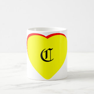 "C" Heart Yellow Red Wedding Invitation The MUSEUM Coffee Mug