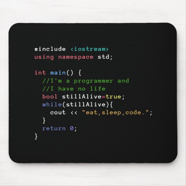 C++ Infinite Loop Eat Sleep Code Mousepad (Front)