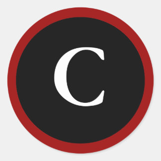 C : Initial C Letter C Red, White & Black Stickers