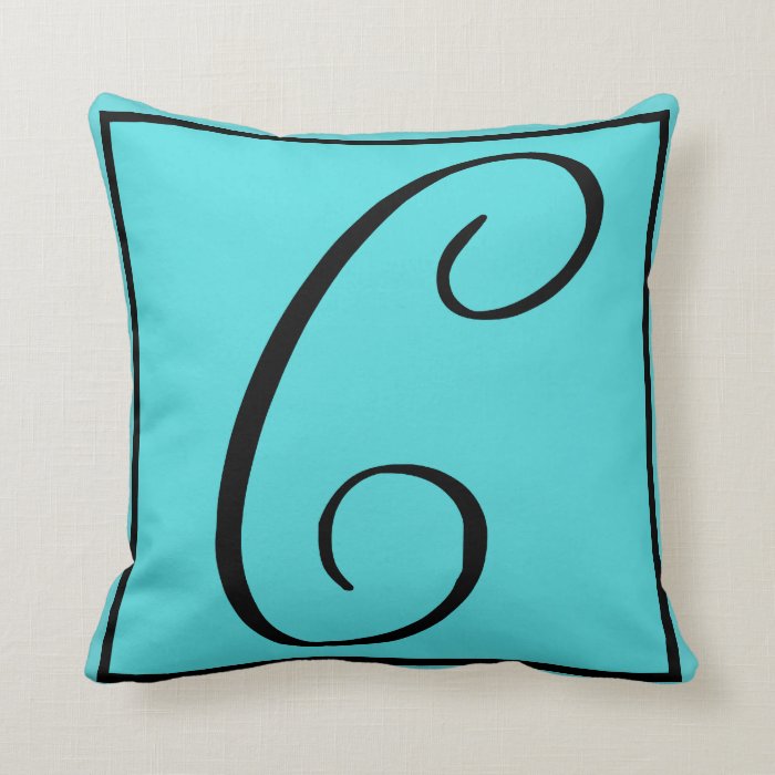 C INITIAL PILLOW   Letter C on Aqua Background