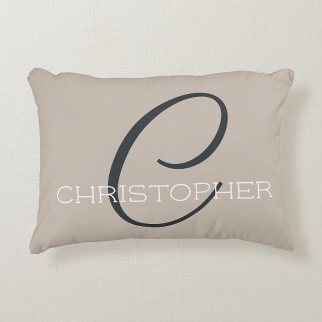 C Initial Stylish Taupe Tan Monogram  Accent Pillow (Front)