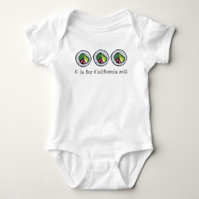 C is for California Roll Japanese Food Sushi ABCs Baby Bodysuit (Front)