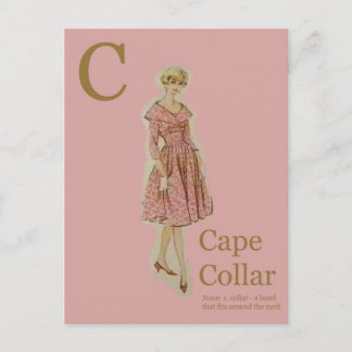 C is for Cape collar Fashion Alphabet Postcard
