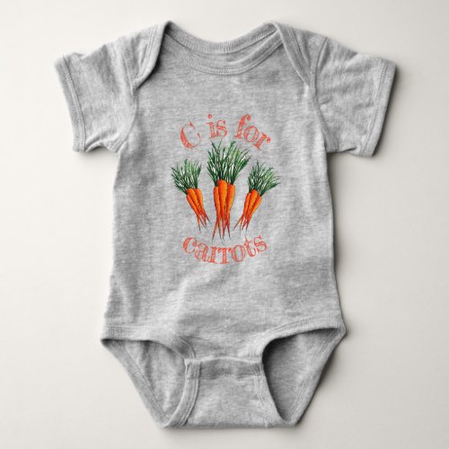 C is for Carrots Bunch Orange Vegetable Veggie Baby Bodysuit