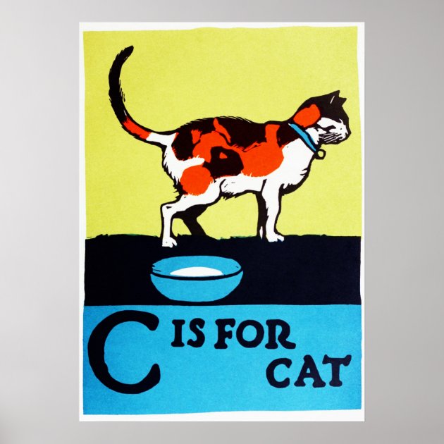 C is For Cat ABC 1923 Vintage Alphabet Poster | Zazzle