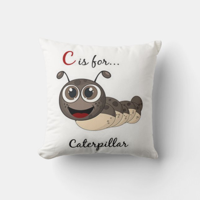 C Is For Caterpillar Throw Pillow (Front)