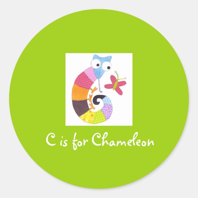 C is for Chameleon Classic Round Sticker (Front)