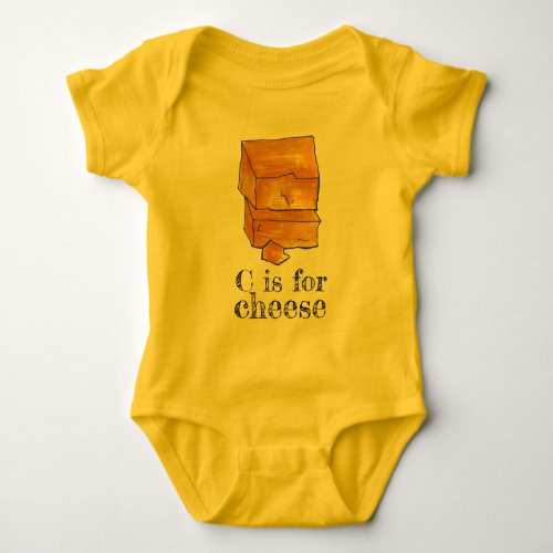 C is for Cheese Yellow Cheddar Alphabet Initial C Baby Bodysuit