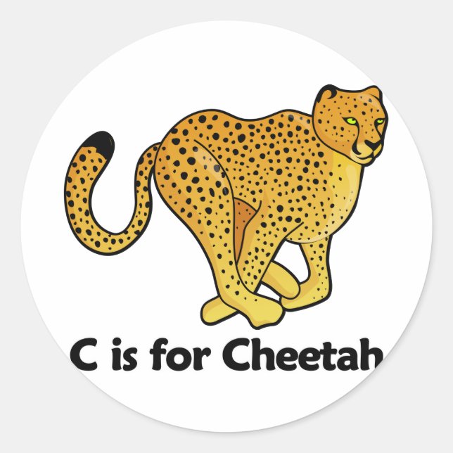 C is for Cheetah Classic Round Sticker (Front)