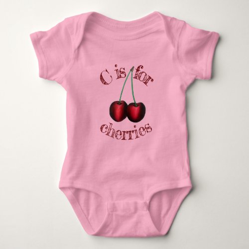 C is for Cherries Ripe Red Cherry Fruit Baby Bodysuit