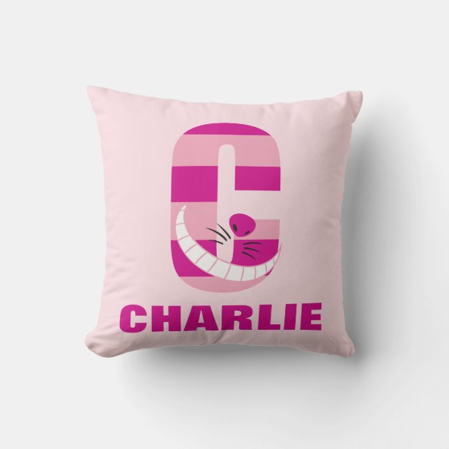 C is for Cheshire Cat | Add Your Name Throw Pillow (Front)