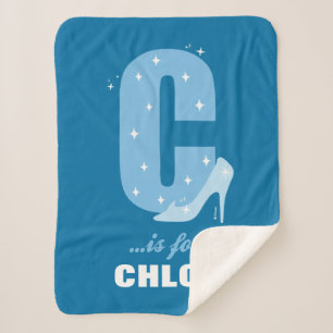 C is for Cinderella   Add Your Name Sherpa Blanket
