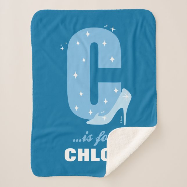 C is for Cinderella | Add Your Name Sherpa Blanket (Front)
