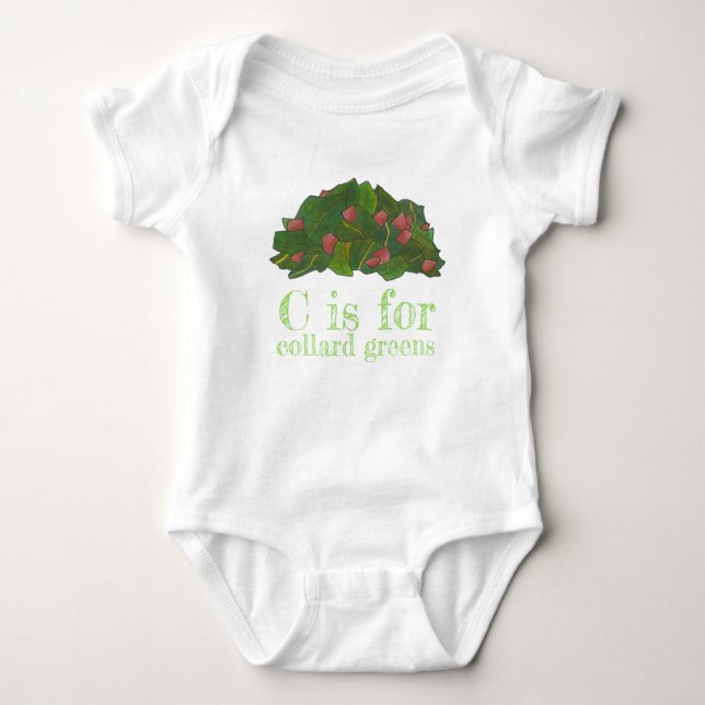 C is for Collard Greens Soul Food Southern Cooking Baby Bodysuit (Front)