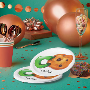 C is for Cookie Alphabet Letter Chocolate Chip Paper Plates