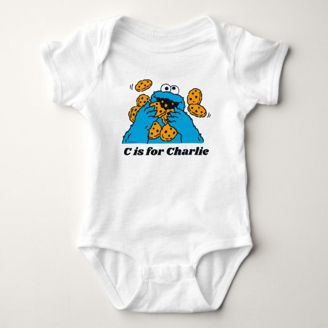 C is for Cookie Monster | Add Your Name Baby Bodysuit (Front)