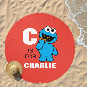 C is for Cookie Monster Add Your Name Beach Towel