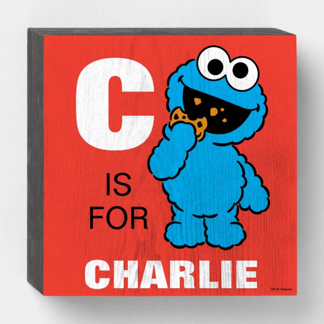 C is for Cookie Monster | Add Your Name Wooden Box Sign (Front Horizontal)